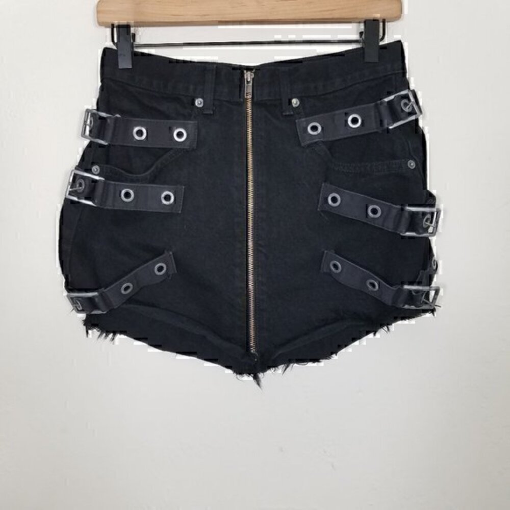 Carmar Distressed Zip Up Jean Mini Skirts Size 27